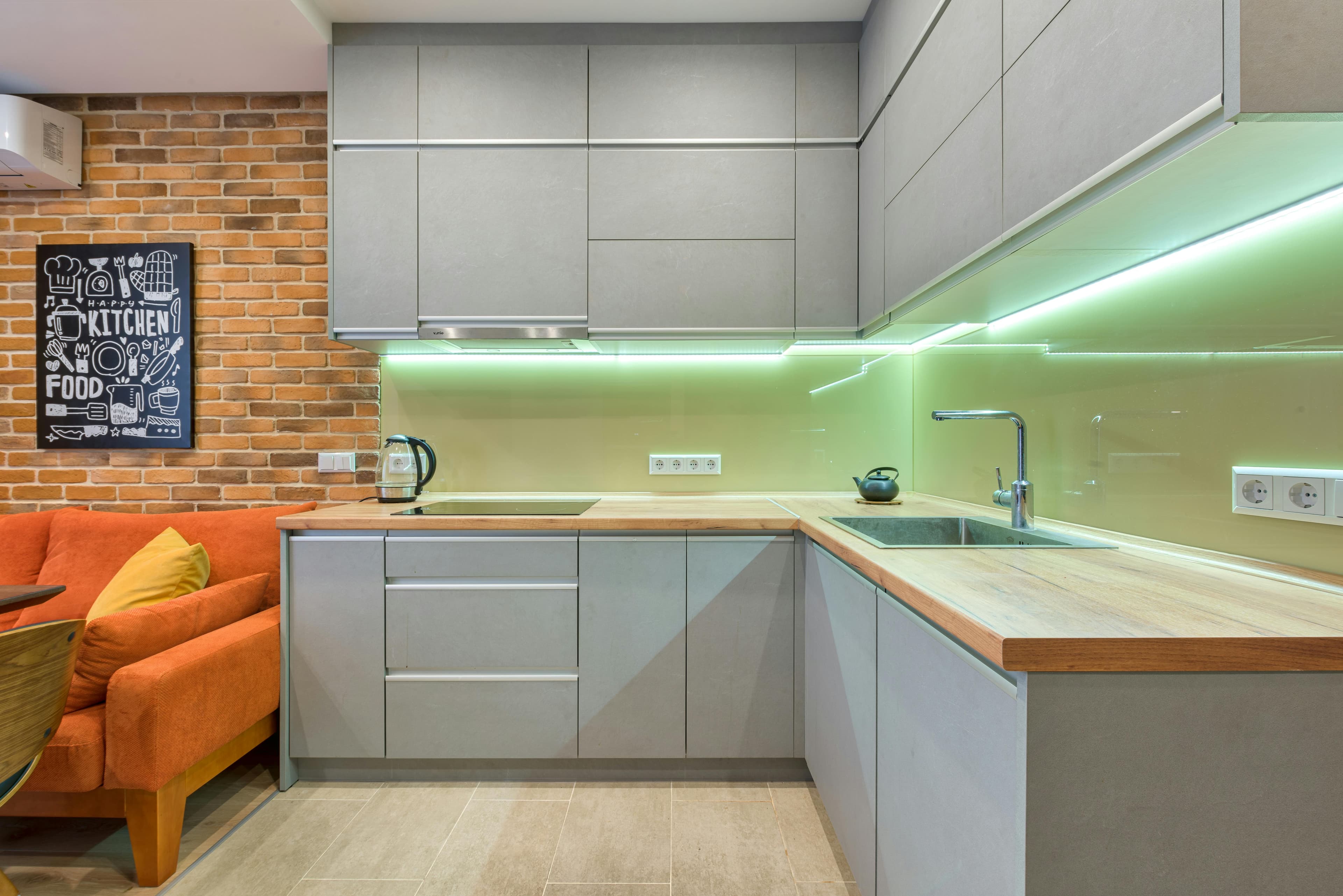 Modern Kitchen with LED Backsplash