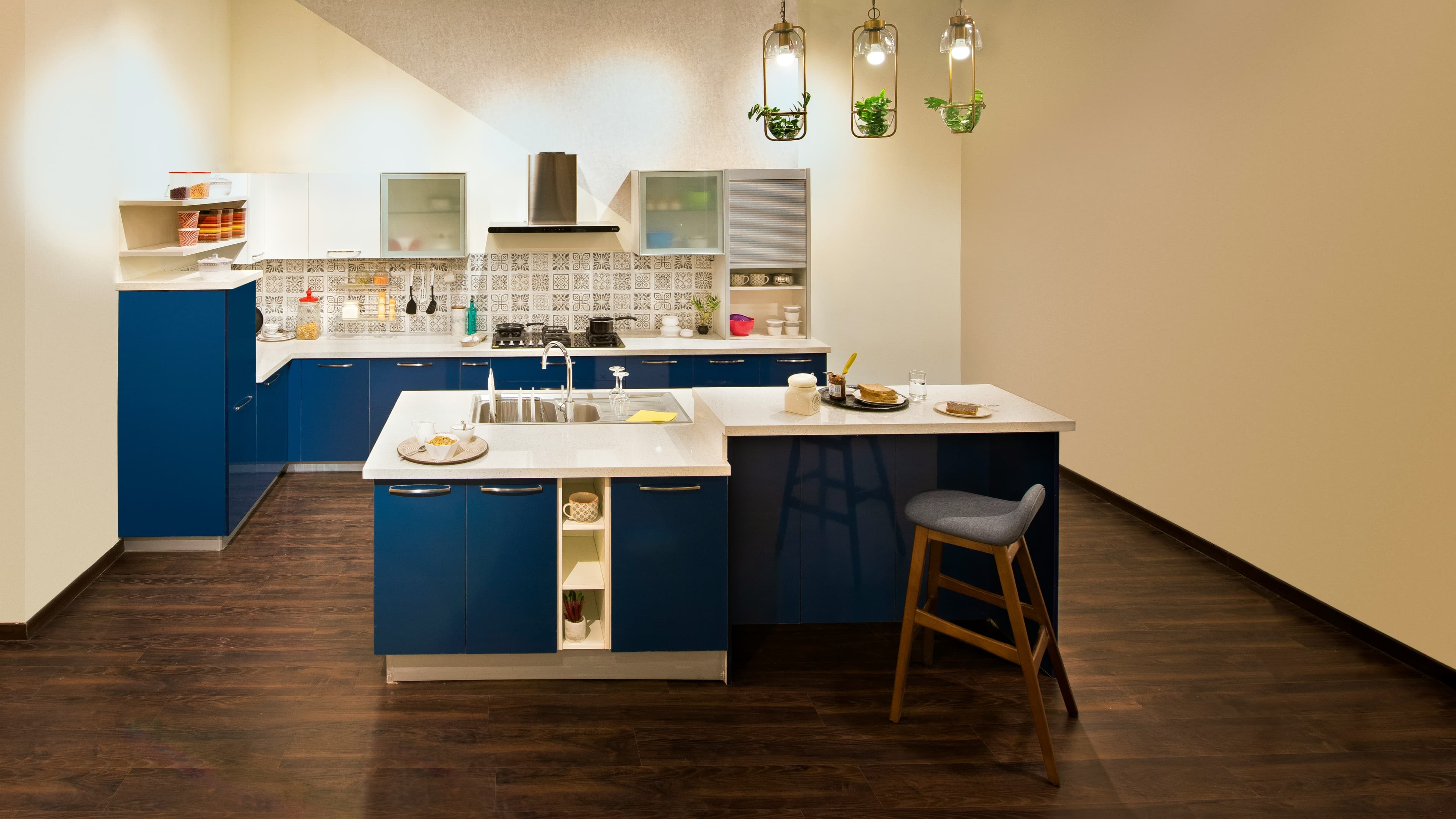 Modern Kitchen with Blue Cabinets